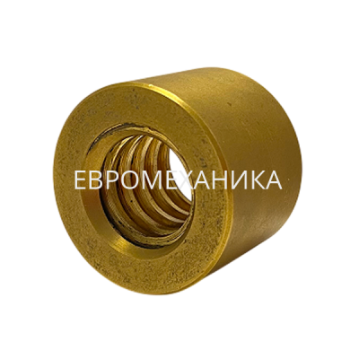 Гайка трапецеидальная латунная (HPb59-1) LRM 28х5 без фланца (правая резьба), EMT - Евромеханика