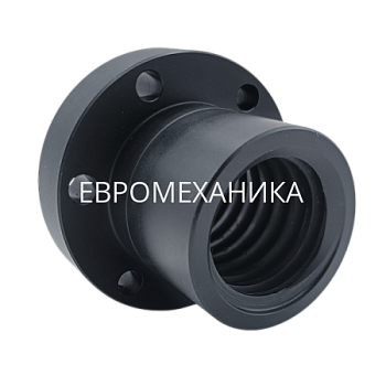 Гайка трапецеидальная полиамидная (POM) PFA 28х5 с фланцем (правая резьба), EMT - Евромеханика
