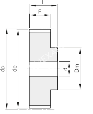 Шкив зубчатый под расточку 44 5M 25, EMT - Евромеханика