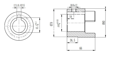Полумуфта GE 38-45 тип B, с готовым отверстием d=40 мм, шпон паз 12х3,3мм+винт М10, СТАЛЬ, EMT - Евромеханика