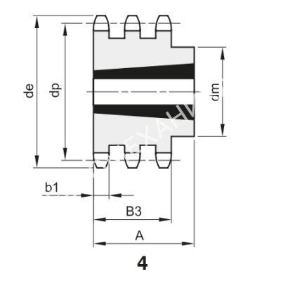 Звездочка 16B-3, шаг 25,4х17,02 мм (1"х17,02 мм), Z=23 под втулку тапербуш 3535 - Евромеханика