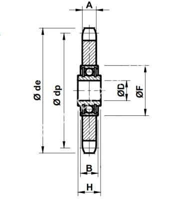 Звездочка натяжная для цепи 12B-1, Z=15 с подшипником - Евромеханика