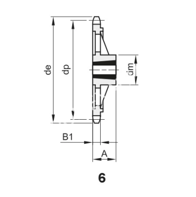 Звездочка 20B-1, шаг 31,75х19,56 мм (1"1/4х3/4), Z=57 под втулку тапербуш 3020 - Евромеханика