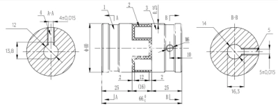 Муфта XL1, d1=12/d2=14 мм+шпон паз, СТАЛЬ, EMT - Евромеханика