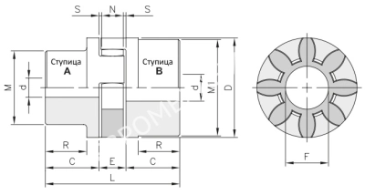 Полумуфта под расточку GEB 38-45 AL тип A, dmax=38 мм (SGAA038), EMT - Евромеханика