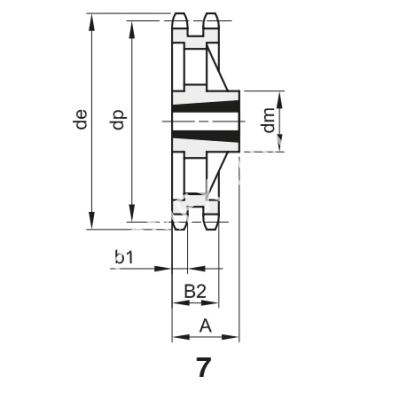 Звездочка 16B-2, шаг 25,4х17,02 мм (1"х17,02 мм), Z=57 под втулку тапербуш 3535 - Евромеханика