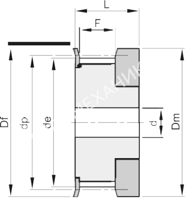 Шкив зубчатый под расточку 16 T 2,5 14, EMT - Евромеханика