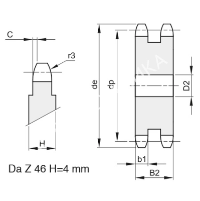 Звездочка 12B-2, шаг 19,05х11,68 мм (3/4х7/16), Z=12 без ступицы - Евромеханика