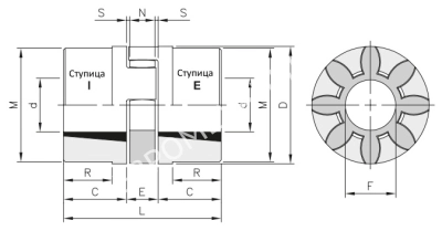 Полумуфта GEB 55-70 TL тип I, под втулку тапербуш 2012, EMT - Евромеханика