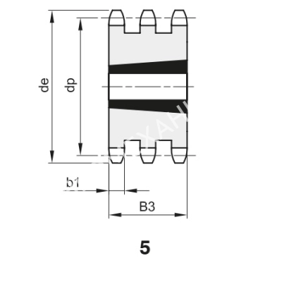 Звездочка 16B-3, шаг 25,4х17,02 мм (1"х17,02 мм), Z=17 под втулку тапербуш 2517 - Евромеханика