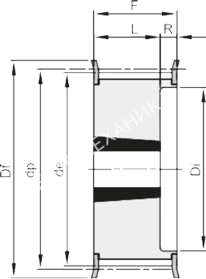 Шкив зубчатый под втулку тапербуш TL 23 H 150 (1610), EMT - Евромеханика