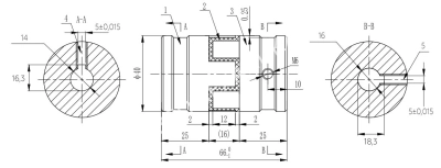 Муфта XL1, d1=14/d2=16 мм+шпон паз, СТАЛЬ, EMT - Евромеханика