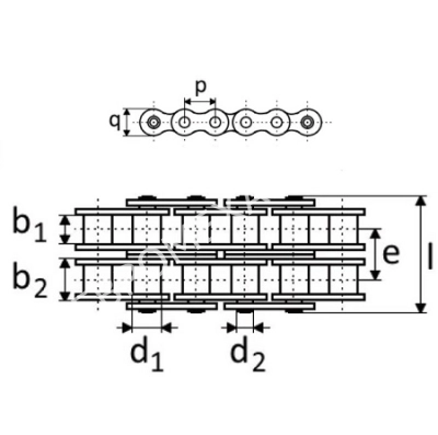 Цепь роликовая двухрядная 16A-2 - Евромеханика